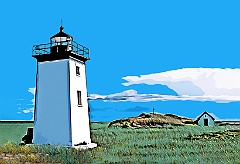 Long Point Light by Memorial Hill on Cape Cod - Digital Painting